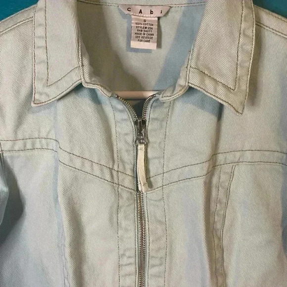 Cabi Blue Long Sleeve Open Front Cotton Denim Jacket Womens Small - Picture 3 of 6